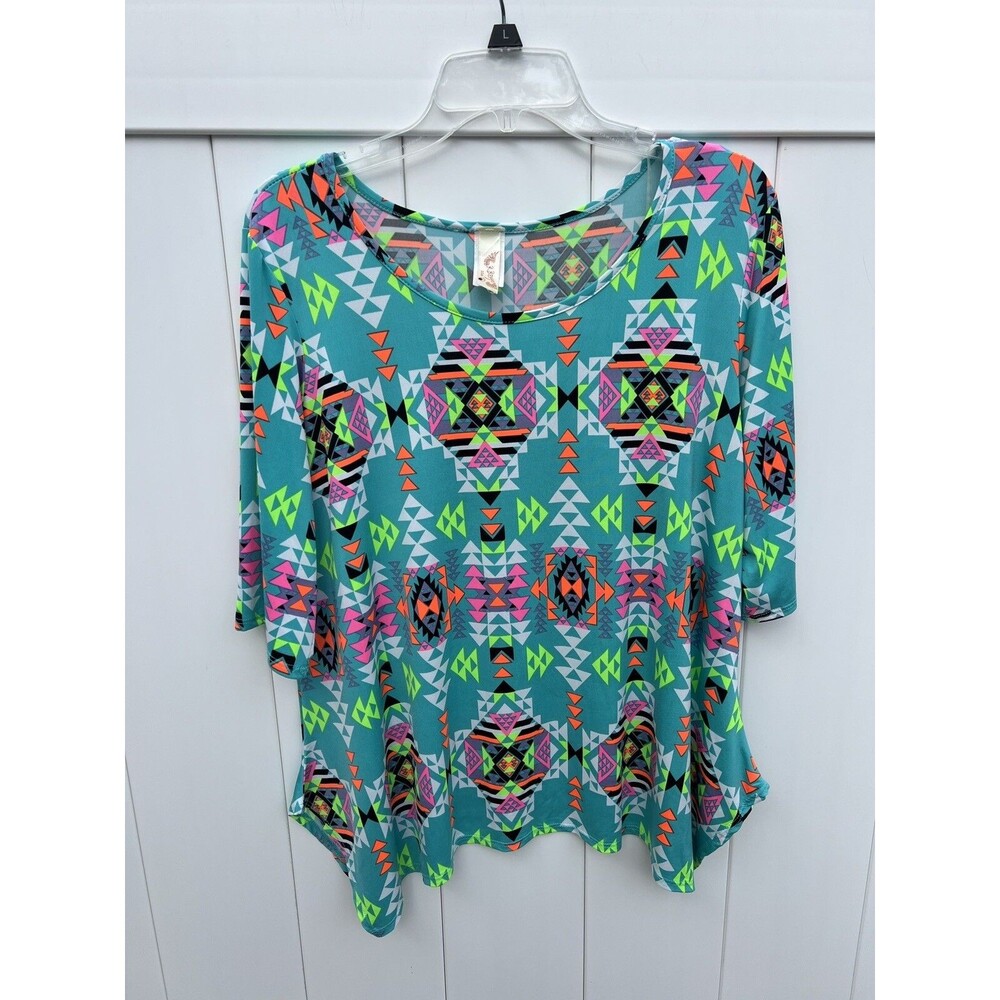 Vintage R.Rouge Blouse Top Shirt Made In USA Womens 3XL Multicolor Aztec